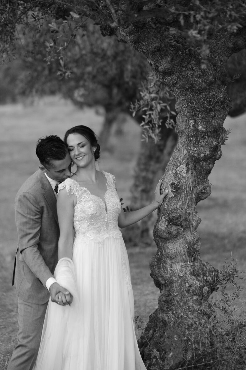 Bride and groom in the Messinian countryside