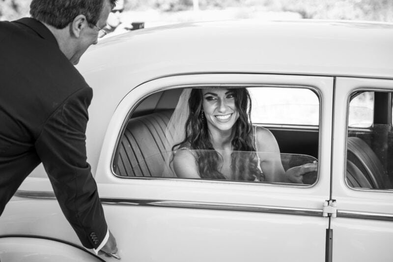 Bride arriving at Niokastro for her wedding ceremony in Pylos