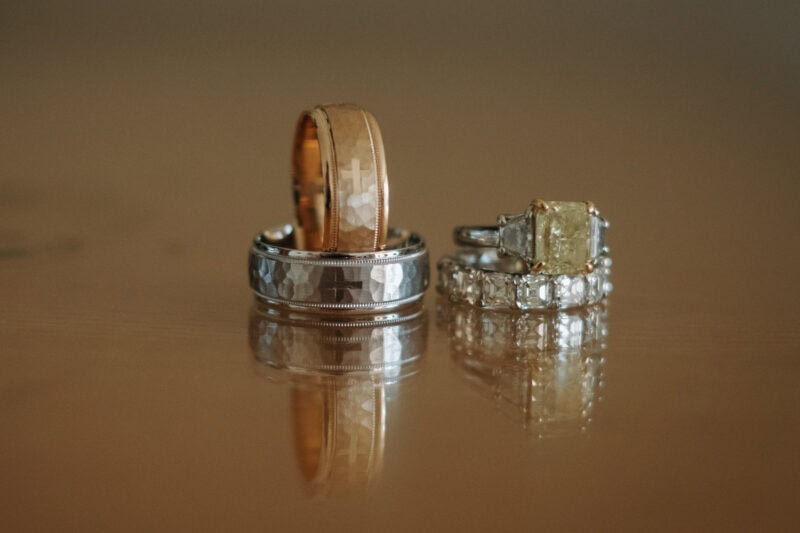 Wedding rings photographed during a Costa Navarino wedding