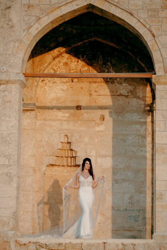 Bridal portrait at Niokastro Castle in Pylos, Messinia