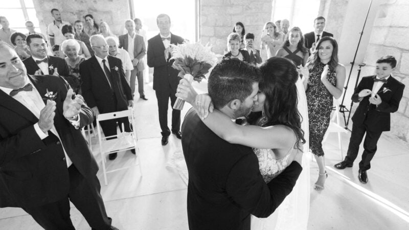 Emotional moment during the wedding ceremony at Niokastro
