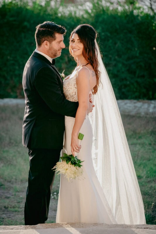 Bride and groom portrait after their Niokastro wedding ceremony