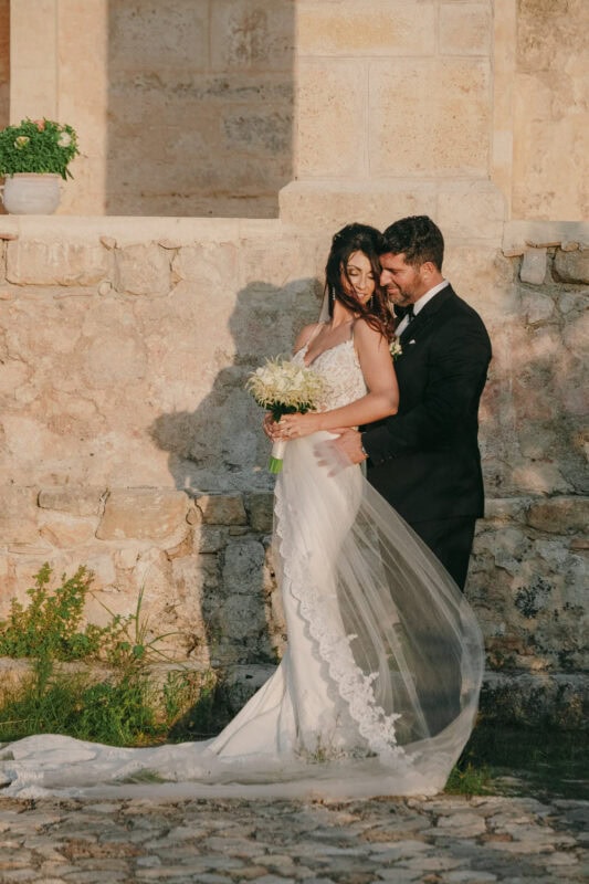 Wedding portrait of Charles and Miglena at Niokastro Castle in Pylos