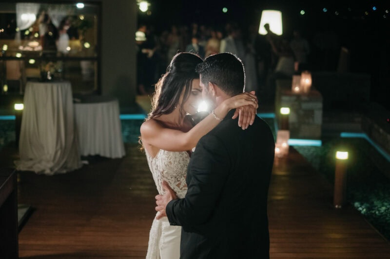 Charles and Miglena during their first dance at Costa Navarino