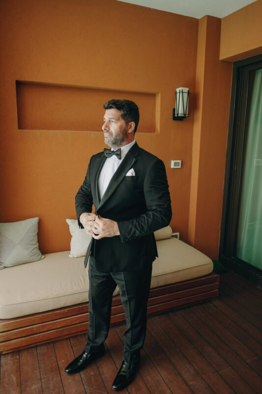 Groom ready for his wedding day at Costa Navarino
