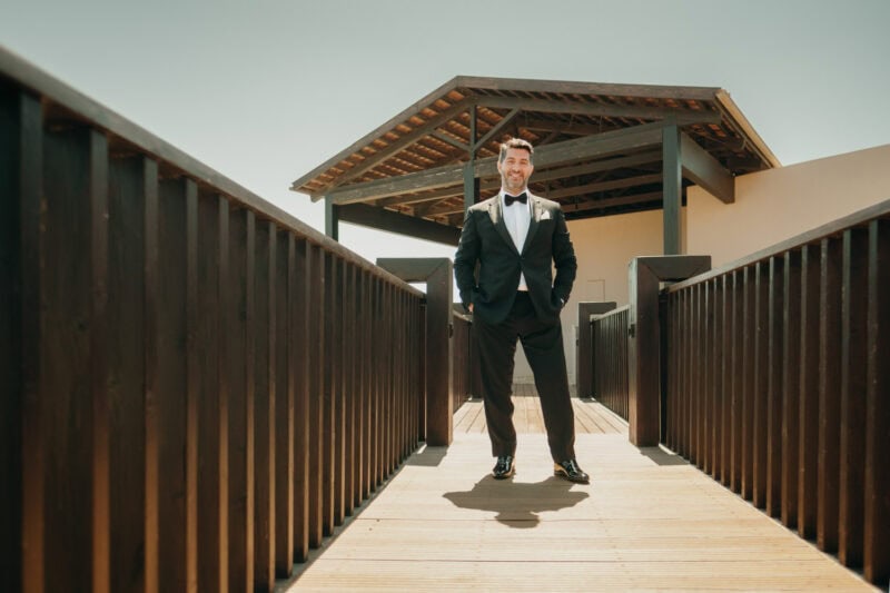 Groom portrait at Costa Navarino before the wedding ceremony