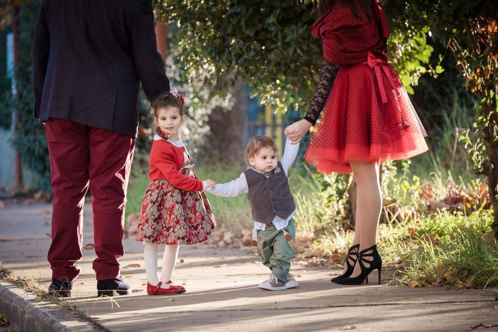 Family photos taken under the evening Greek light