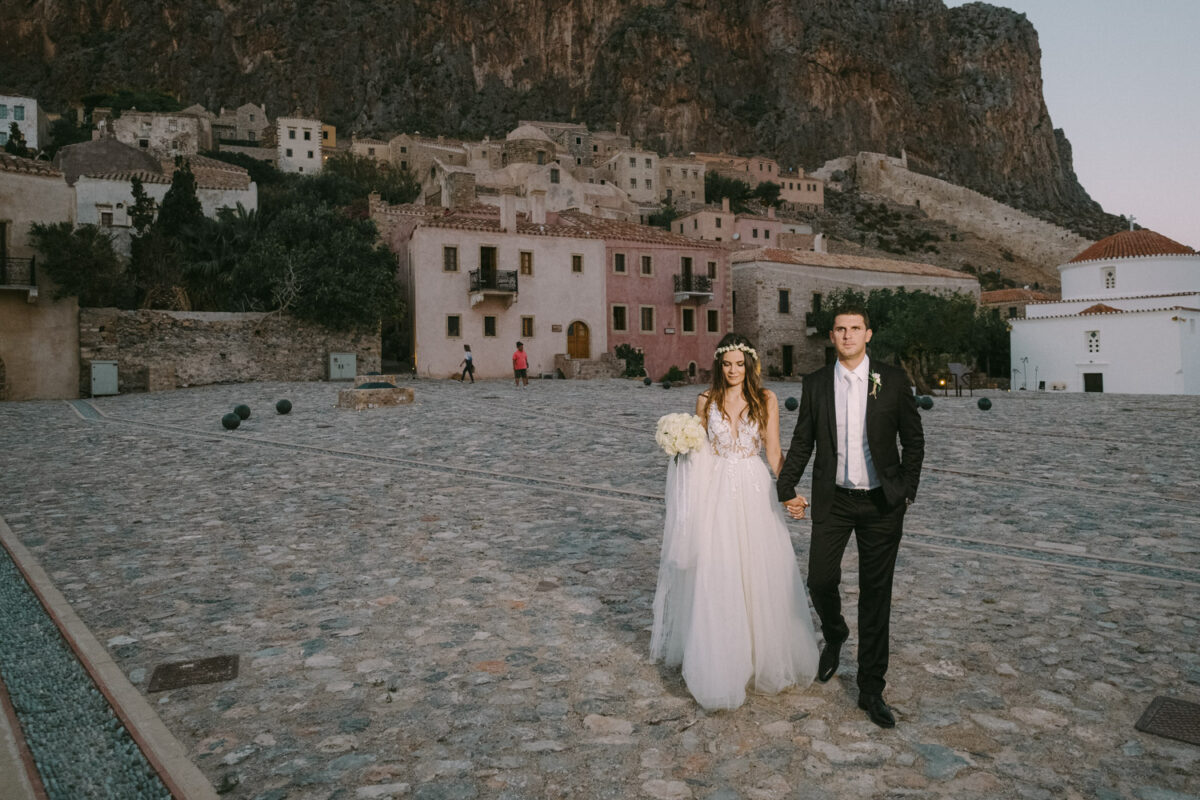 Wedding in Monemvasia castle town, Greece