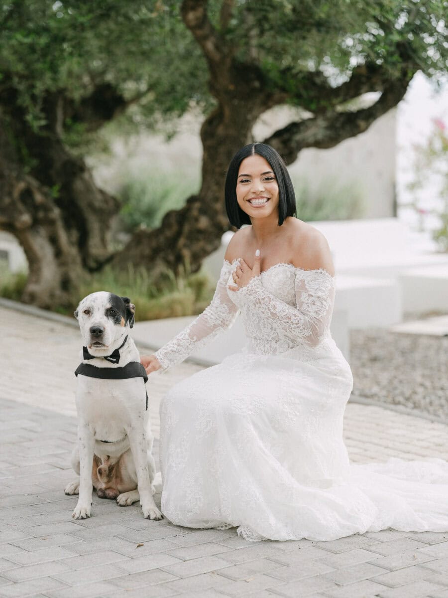 Bride portrait before her wedding at Akrotiri Venue