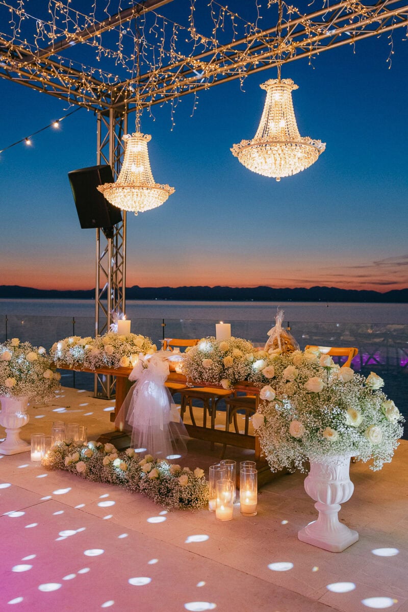 Akrotiri Venue wedding reception overlooking the Messinian coast