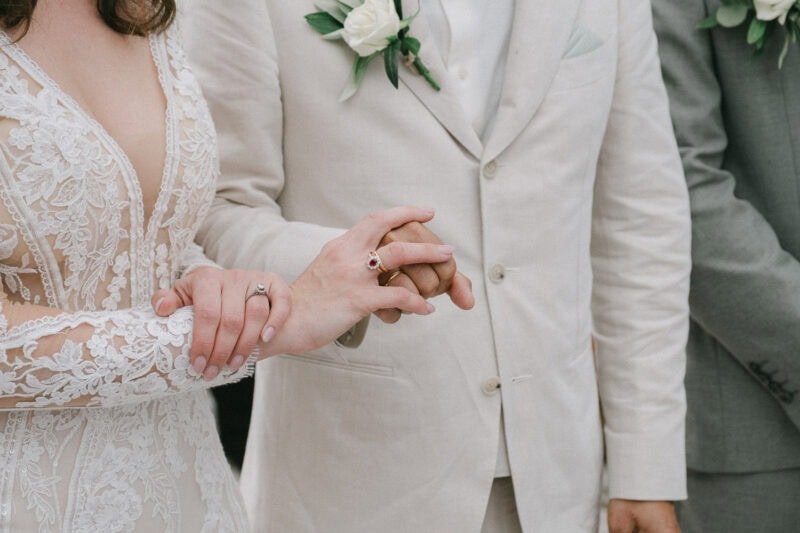 Wedding ring detail during the Greek Orthodox ceremony