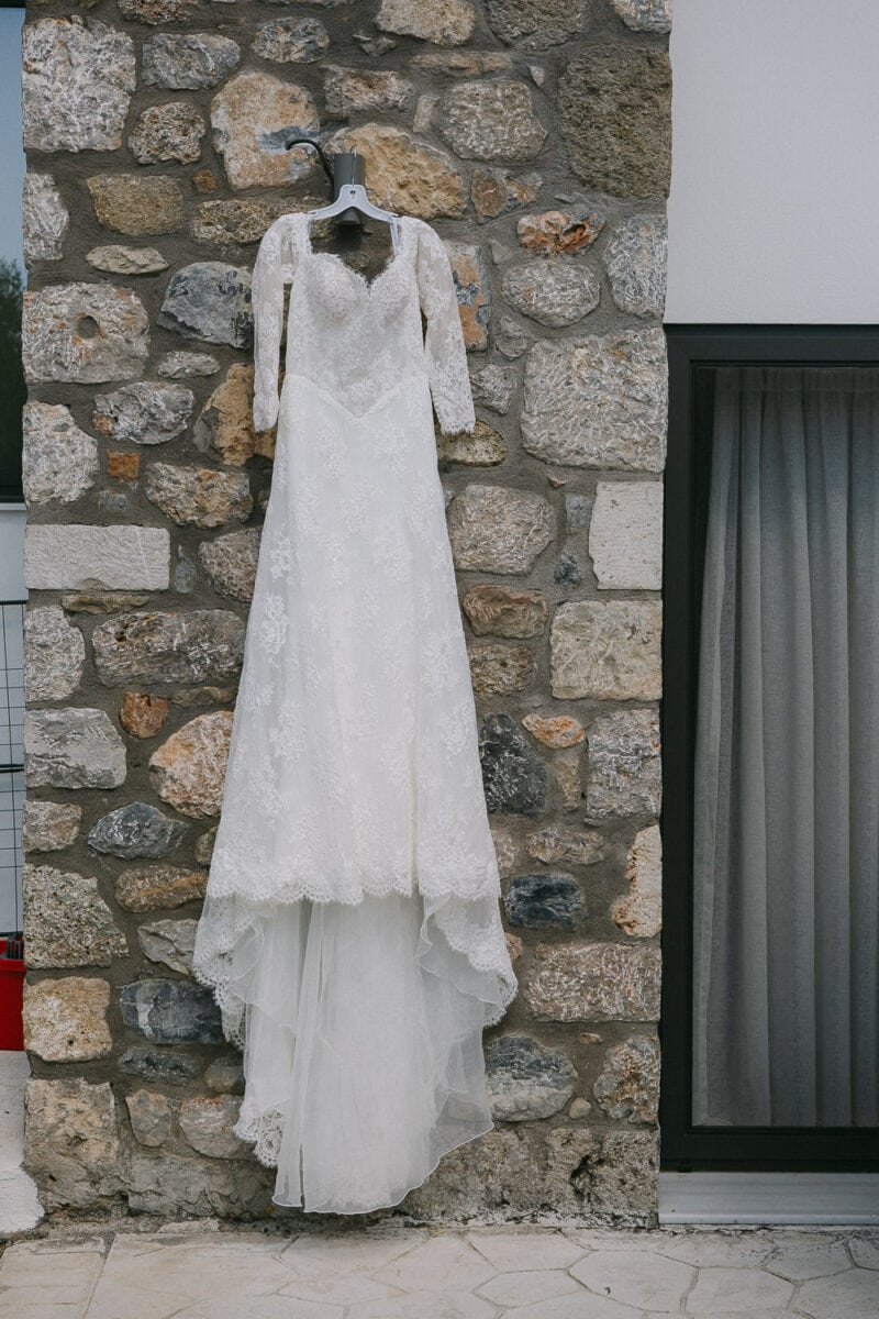 Niki's wedding dress during her bridal preparation in Kalamata